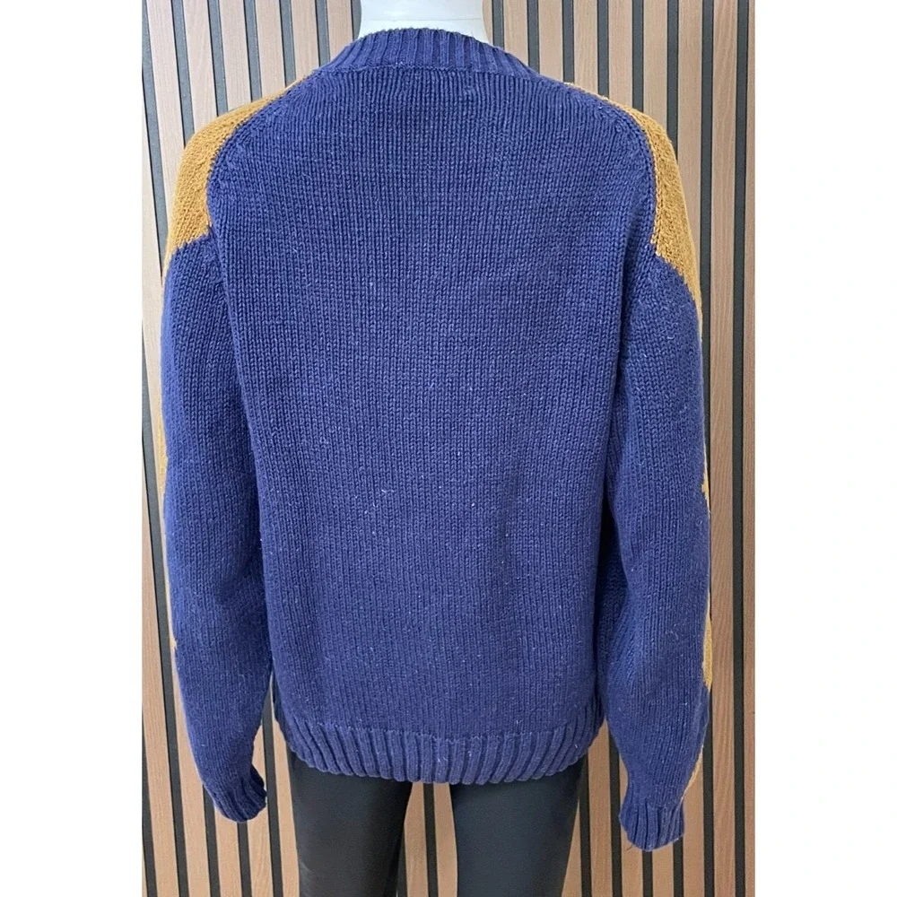 417 Van Heusen Men's M Blue Sweater Blue 80s Cable Knit‎ Argyle Vintage